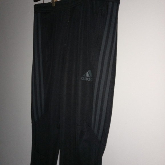 Black on black Adidas Tiro soccer pants..tapered legs w/zippers..size large. - Picture 3 of 6